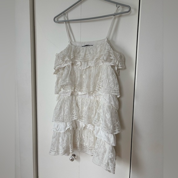 🎉4/30$🎉 Zara White Lace Ruffle Dress – Size XS ✨ - Picture 5 of 5